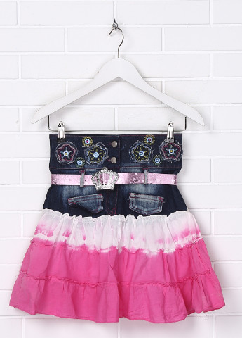 Розовая джинсовая градиентной расцветки юбка No Brand мини