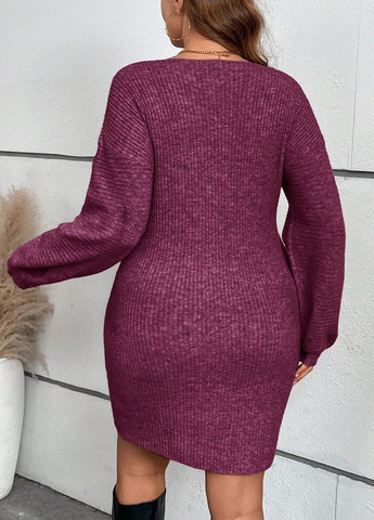 Бордова вечірня, кежуал сукня сукня светр SHEIN однотонна
