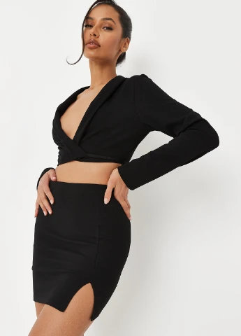 Черная кэжуал однотонная юбка Missguided а-силуэта (трапеция)