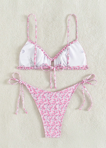 Розовый летний купальник (лиф, трусики) бикини, раздельный SHEIN