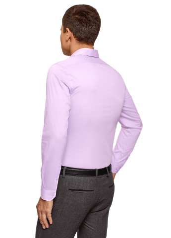 Сиреневая кэжуал рубашка однотонная Oodji с длинным рукавом