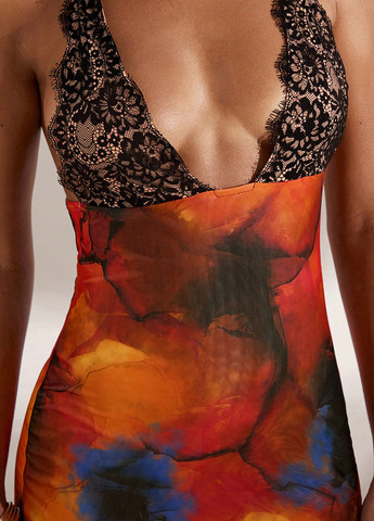 Комбинированное коктейльное, вечернее платье с открытой спиной SHEIN колор блок