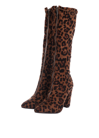 Женские коричневые сапоги чулки Stilli и на высоком каблуке
