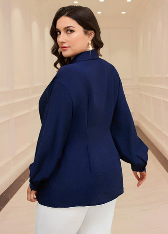 Тёмно-синяя блуза SHEIN