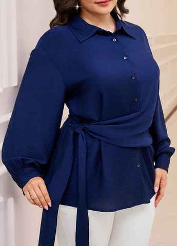 Тёмно-синяя блуза SHEIN