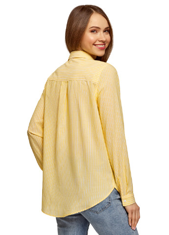 Желтая кэжуал рубашка в полоску Oodji