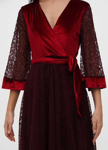 Бордова кежуал сукня на запах Sassofono однотонна