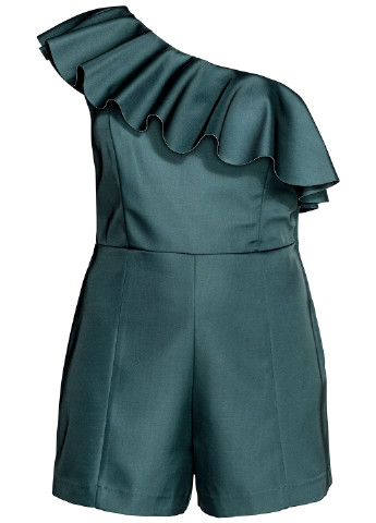 Комбінезон H&M комбінезон-шорти темно-зелений кежуал поліестер
