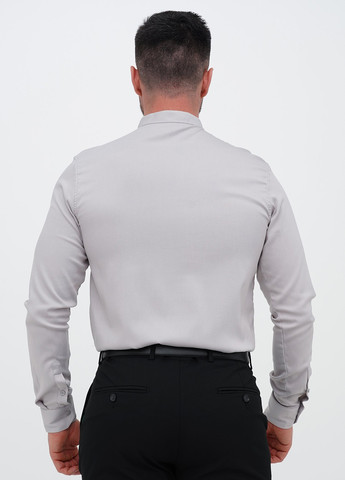 Светло-серая кэжуал, классическая рубашка однотонная Trend Collection