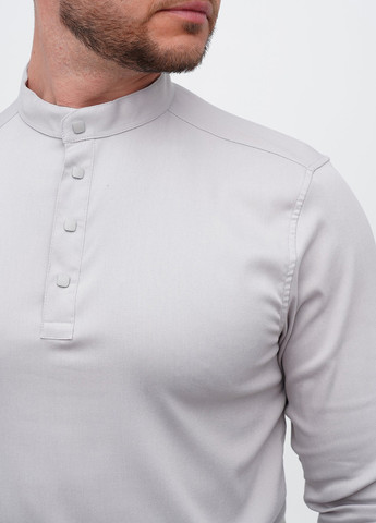 Светло-серая кэжуал, классическая рубашка однотонная Trend Collection