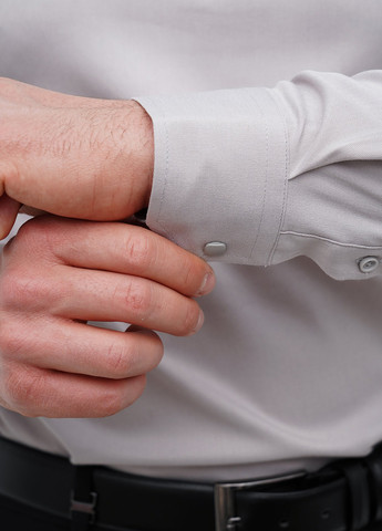 Светло-серая кэжуал, классическая рубашка однотонная Trend Collection