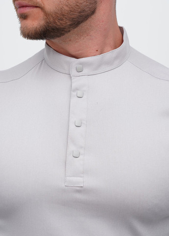 Светло-серая кэжуал, классическая рубашка однотонная Trend Collection