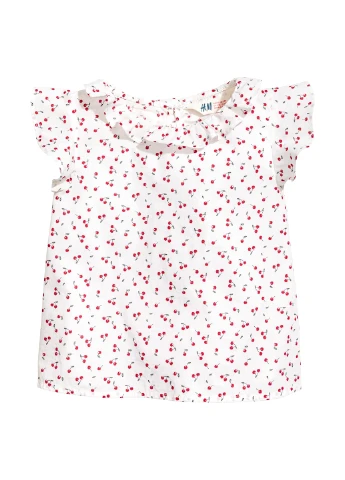 Белая с рисунком блузка H&M летняя