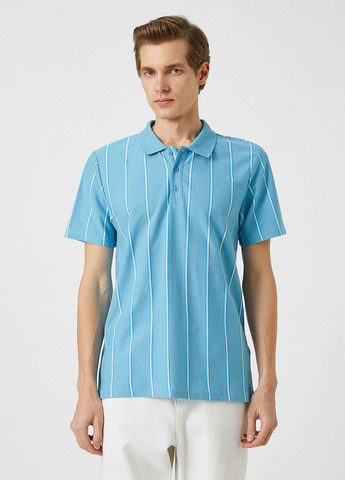 Голубой футболка-поло для мужчин KOTON в полоску