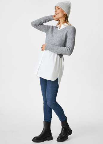 Светло-серый зимний свитер для беременных C&A
