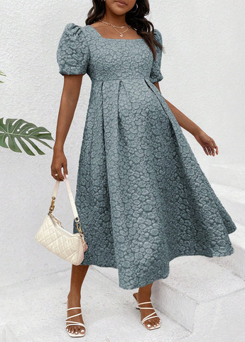 Голубое кэжуал платье для беременных клеш SHEIN с цветочным принтом