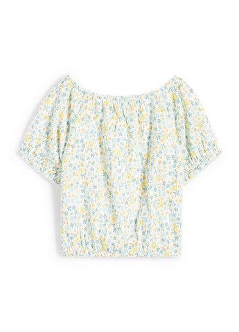 Белая цветочной расцветки блузка C&A летняя