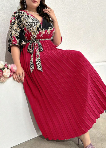 Комбинированное вечернее платье плиссированное SHEIN с рисунком