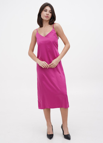 Фуксиновое (цвета Фуксия) кэжуал платье платье-комбинация Lilove однотонное