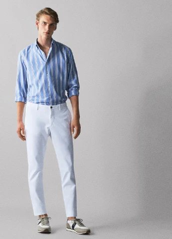 Голубой кэжуал рубашка в полоску Massimo Dutti с длинным рукавом