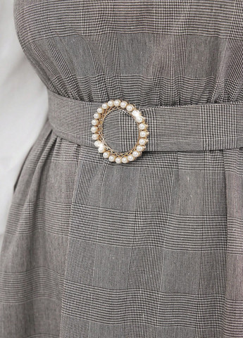 Светло-серое кэжуал, деловое, праздничный платье клеш, рубашка SHEIN в клетку