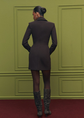 Темно-коричневое кэжуал платье рубашка Gepur однотонное