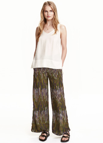 Комбинированные кэжуал летние палаццо брюки H&M