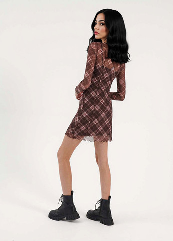 Темно-бордовое кэжуал платье House в клетку