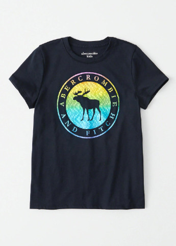 Темно-синяя летняя футболка с коротким рукавом Abercrombie Kids