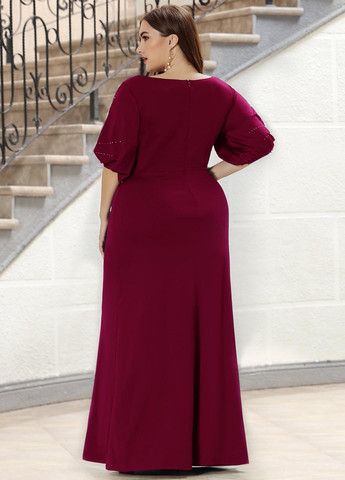 Бордовое праздничный, вечернее платье годе SHEIN однотонное