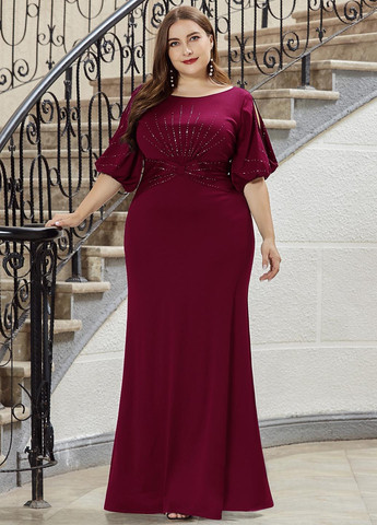 Бордовое праздничный, вечернее платье годе SHEIN однотонное