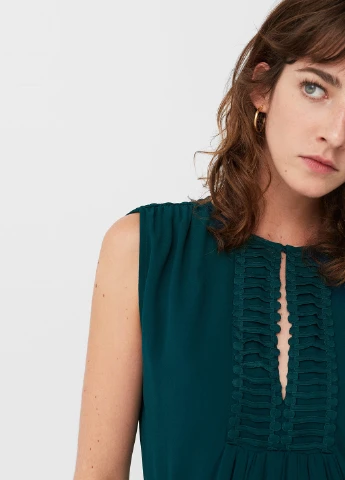 Изумрудное кэжуал платье Mango однотонное