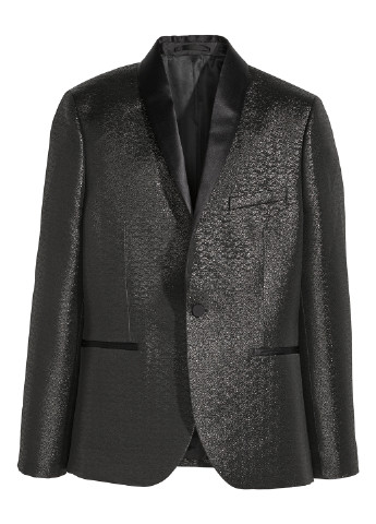 Пиджак H&M с длинным рукавом фактура чёрный кэжуал