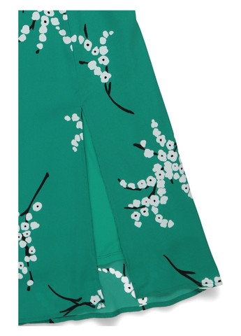 Зеленое кэжуал платье а-силуэт MINT&BERRY с цветочным принтом