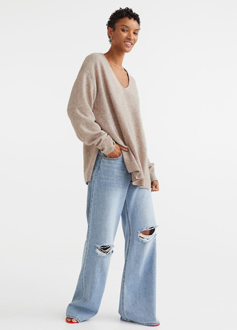 Світло-бежевий зимовий светр зимовий вільного крою пуловер H&M