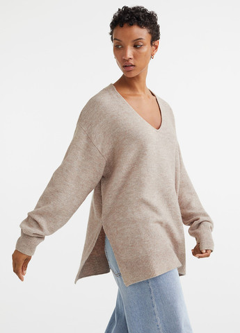 Світло-бежевий зимовий светр зимовий вільного крою пуловер H&M