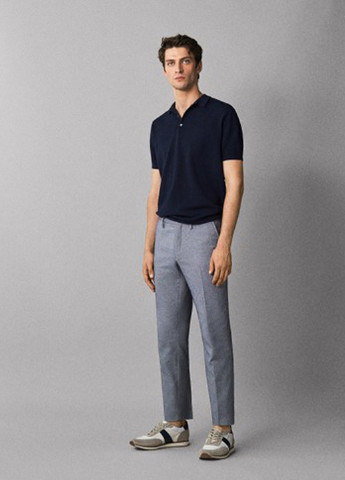 Серо-синие кэжуал демисезонные зауженные брюки Massimo Dutti