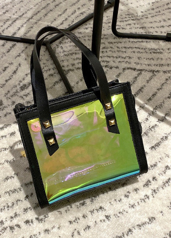 Жіноча прозора голографічна сумочка на ремінці через плече крос-боді чорна NoName (251204162)