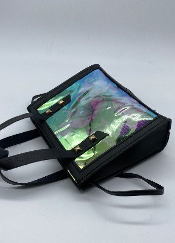 Женская прозрачная голографическая сумочка на ремешке через плечо кросс-боди черная NoName (251204162)