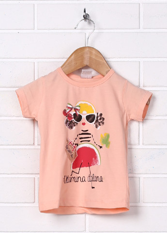 Персиковая летняя футболка с коротким рукавом Benna