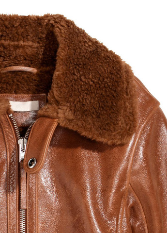 Коричневая демисезонная куртка кожаная H&M