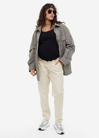 Бежевые кэжуал, джинсовые демисезонные каррот брюки H&M