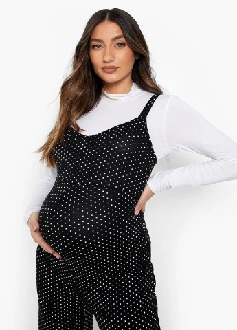 Комбинезон Boohoo горошек чёрный кэжуал