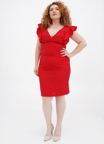 Красное кэжуал платье футляр Dioni однотонное