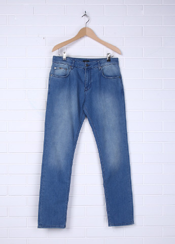 Голубые демисезонные прямые джинсы Hugo Boss