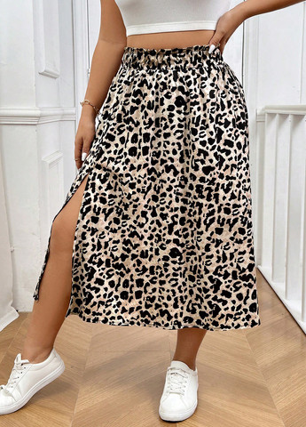 Разноцветная кэжуал леопардовая юбка SHEIN а-силуэта (трапеция)
