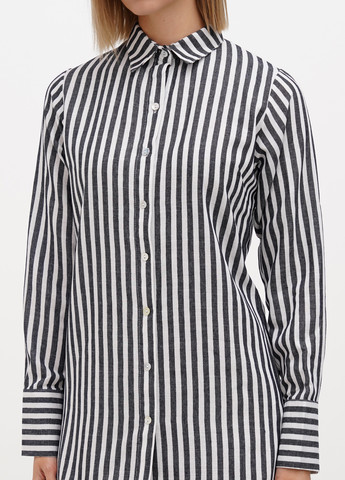 Темно-синее кэжуал платье рубашка Sassofono Club в полоску