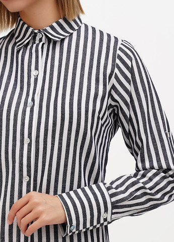 Темно-синее кэжуал платье рубашка Sassofono Club в полоску