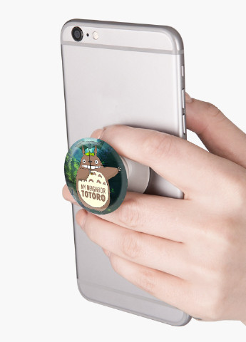 Попсокет (Popsockets) тримач для смартфону Мій сусід Тоторо (My Neighbor Totoro) (8754-2656) Чорний MobiPrint (216836465)