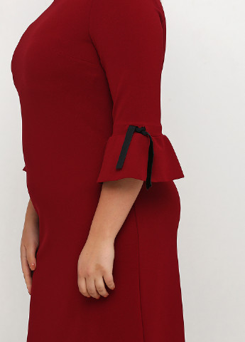 Бордовое кэжуал платье футляр James Lakeland однотонное